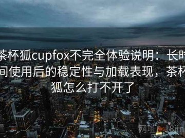 茶杯狐cupfox不完全体验说明：长时间使用后的稳定性与加载表现，茶杯狐怎么打不开了
